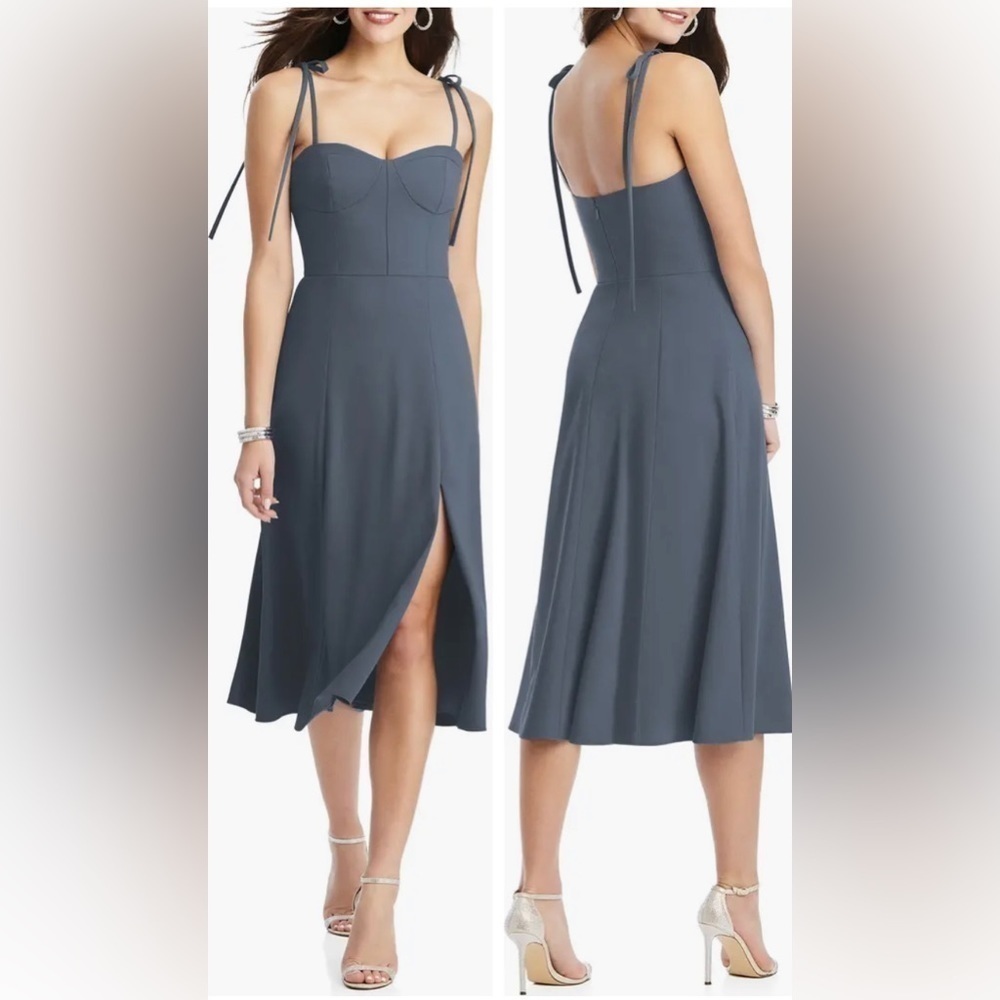 DESSY Collection By Vivian Diamond Size 2 Silverstone Bustier Crepe A-Line Dress